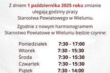 1 października 2025 roku zmiana godzin pracy w Starostwie