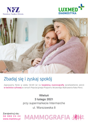 Badanie mammograficzne w Wieluniu - 3.02.21 r. 