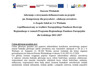 ,,Kompetencje dla przyszłości - edukacja zawodowa w Zespole Szkół nr 2 w Wieluniu